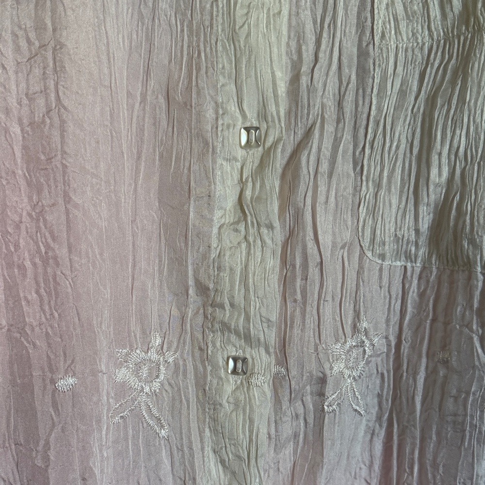 NWT Coldwater Creek White Button-Down Silk Shirt with Embroidery - Picture 7 of 8